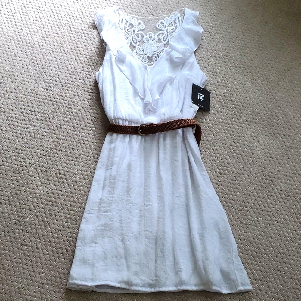 White dress with belt